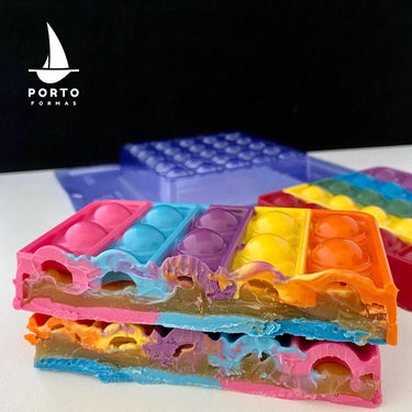 Forma De Chocolate - Forma De Chocolate Especial 3 Partes - Quadrado Pop It Fidget